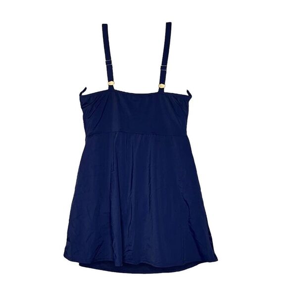 Denim &amp; Co Beach V-Neck Wrap Front Swim Dress - Picture 4 of 6